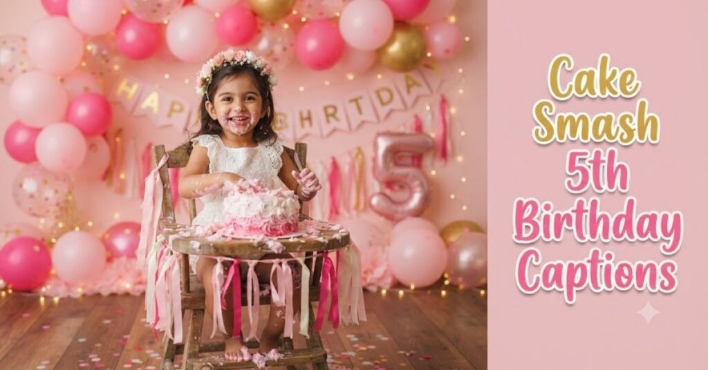 Cake Smash 5th Birthday Captions